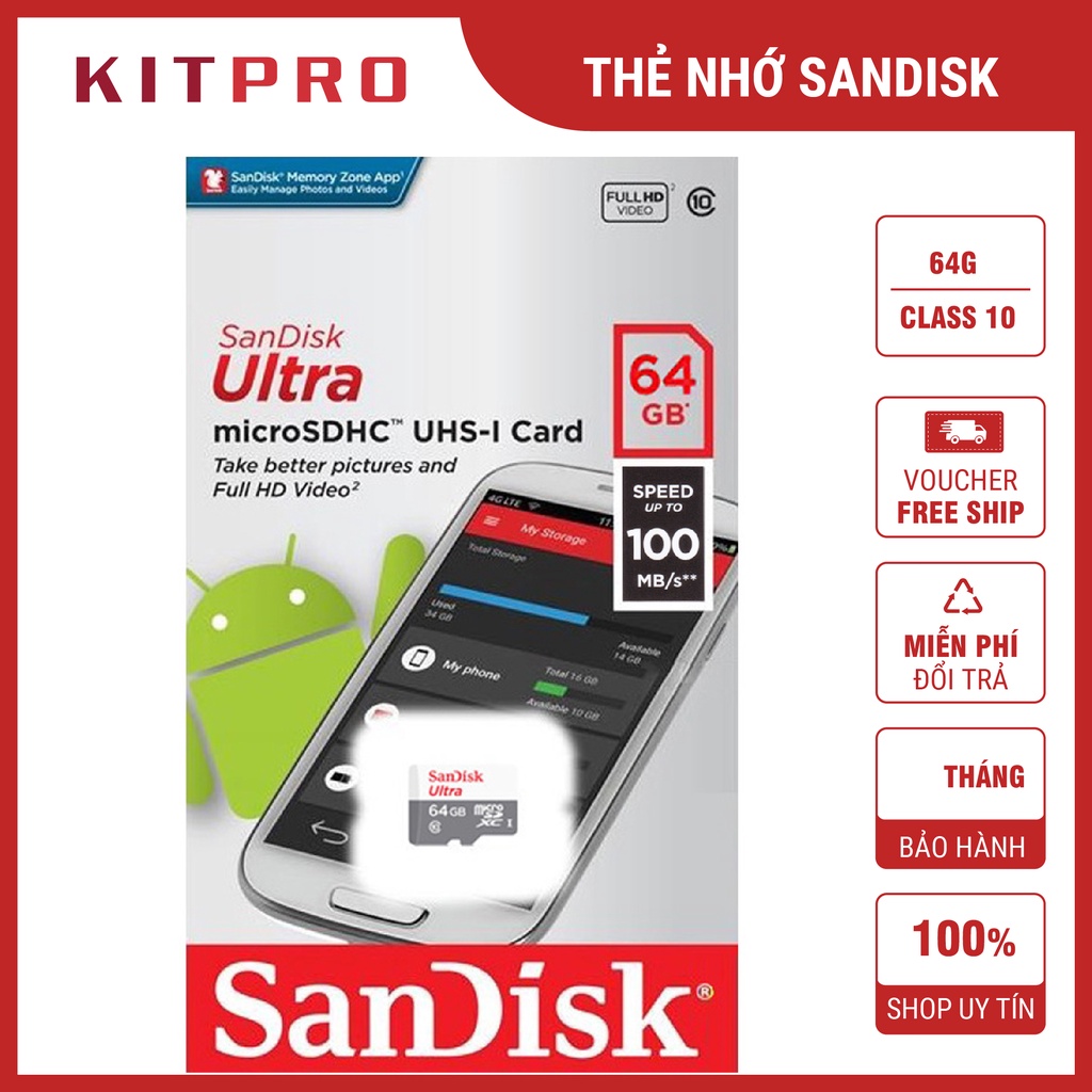 Thẻ nhớ MicroSD 64G 32G SANDISK FB-LINK Class10 Chuyên Gắn Camera Quan Sát, Máy Ảnh, Flycam. Bảo hành 2 năm KITPRO