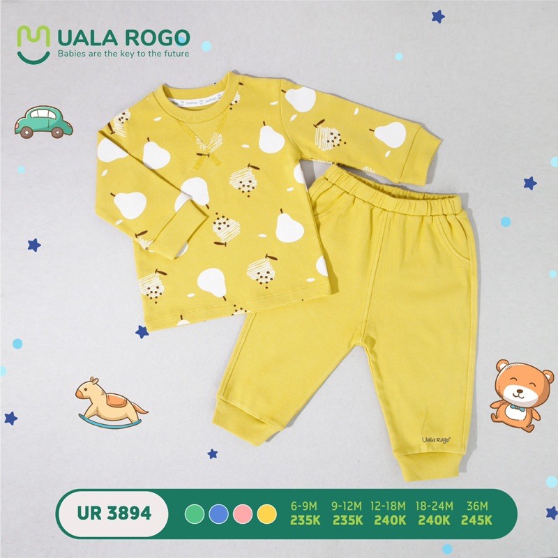 Bộ dài tay nỉ họa tiết Uala rogo 6m-36m