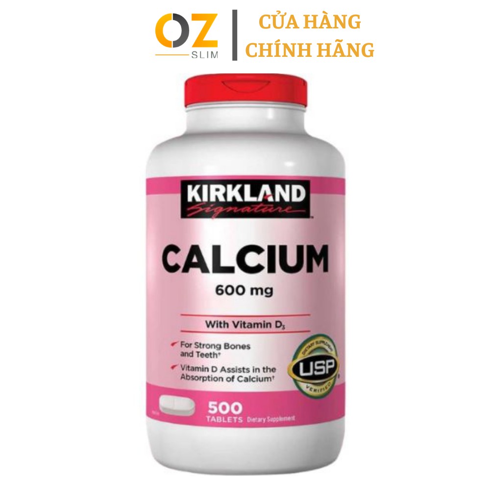 Canxi cho người lớn Kirkland Signature Calcium 600mg with Vitamin D3 phát triển hệ thống xương, phòng loãng xương OZSlim