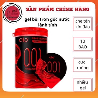 Bao cao su OLO 001 dầu Ấn Độ đỏ, bcs siêu mỏng 0.01mm nhiều gel bôi trơn hộp 10c