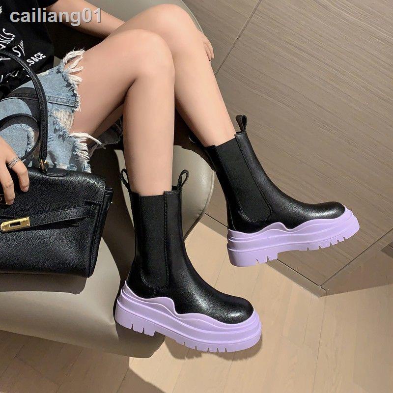 ✙Giày Bốt Martin Chelsea Cổ Thấp Đế Dày Mũi Tròn Thời Trang 2021bv Cho Nữ