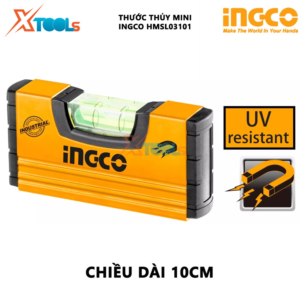 Thước thủy mini có từ INGCO HMSL03101 |Thước thủy 10cm Tiêu chuẩn VPA là sản phẩm