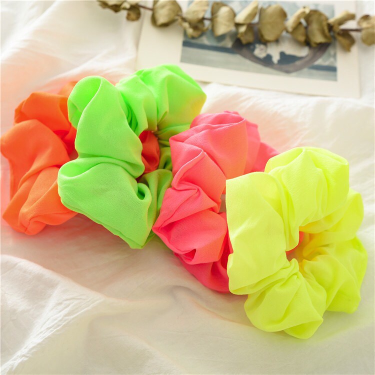 Scrunchies Cột Tóc Vải Huỳnh Quang Độc Đáo A505