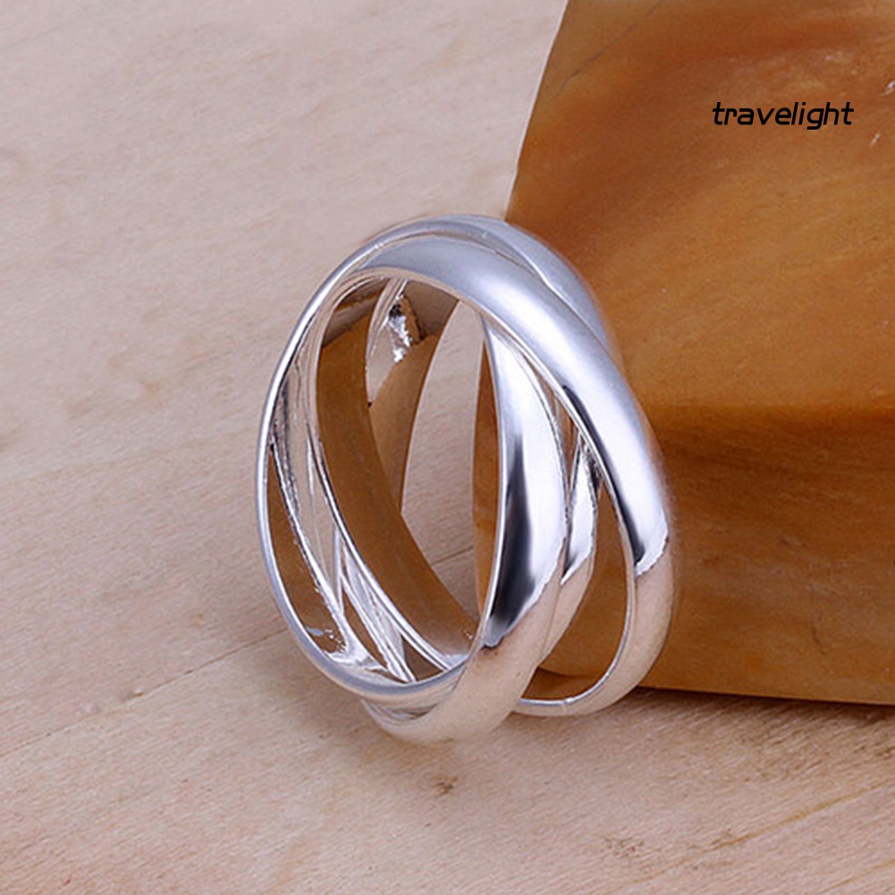 Nhẫn Ba Lớp Mạ Bạc 925 Thời Trang Dành Cho Nữ Size US 6 7 8 9