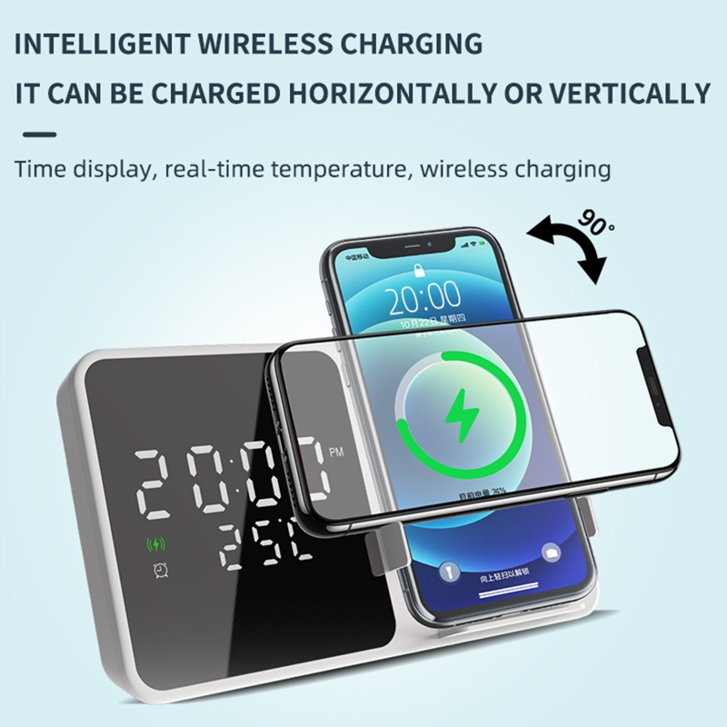 Đồng Hồ Báo Thức Kèm Sạc Không Dây Cho Thiết Bị Android iOS