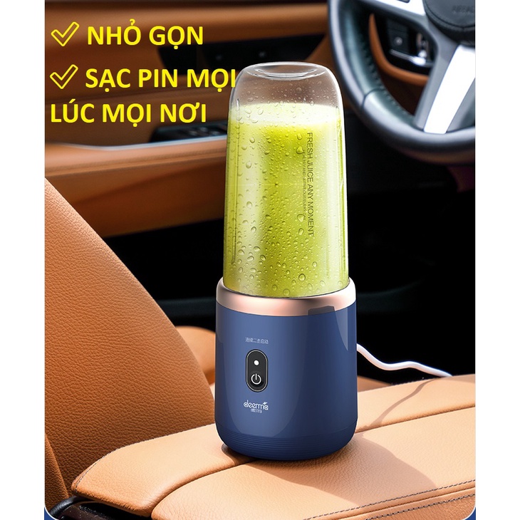 Máy xay sinh tố cầm tay mini Xiaomi Deerma NU05 Hồng 2 lưỡi xay công suất mạnh, Máy xay ép hoa quả vt186