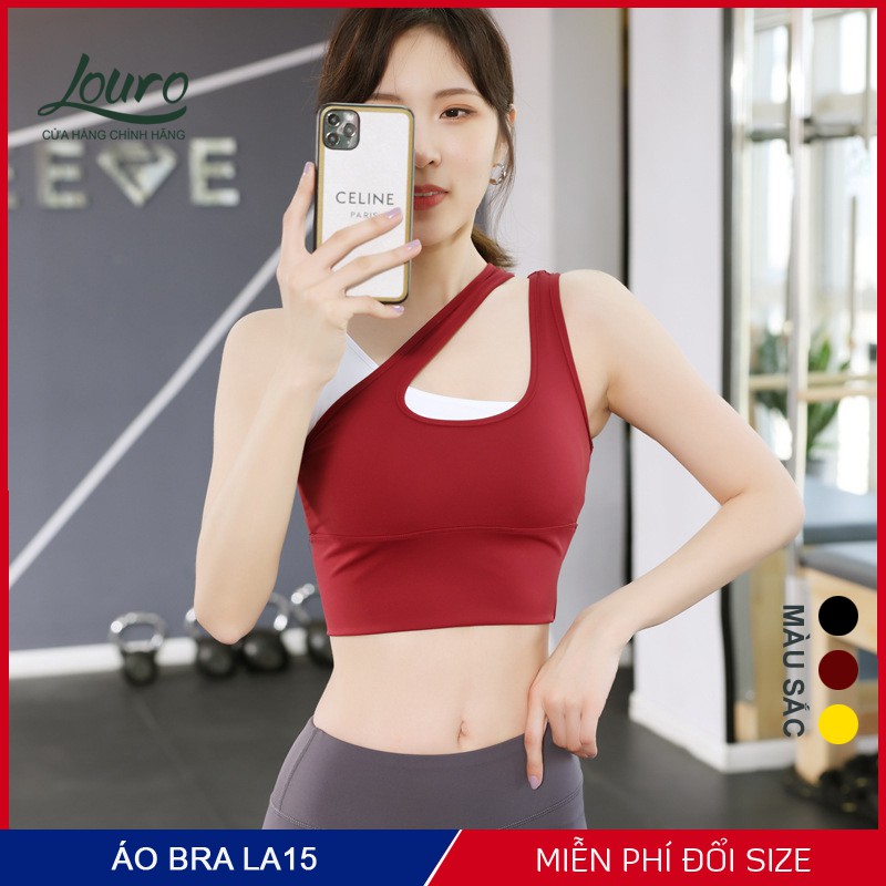 Áo bra tập gym nữ croptop Louro, kiểu áo tập phối màu hợp tập thể thao, zumba, yoga, gym, vải co giãn - LA15