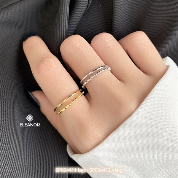 Nhẫn nữ hở bạc 925 Eleanor Accessories hai vòng kép phụ kiện trang sức thời trang đơn giản