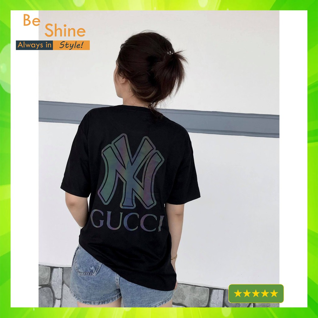 Áo Thun NY Unisex Form Rộng Phản Quang 7 Màu Thời Trang Nam Nữ Phong Cách Hàn Quốc