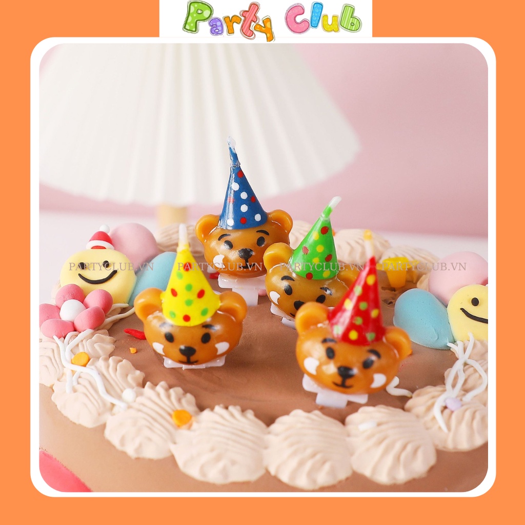 Nến sinh nhật trang trí bánh kem hình mặt gấu