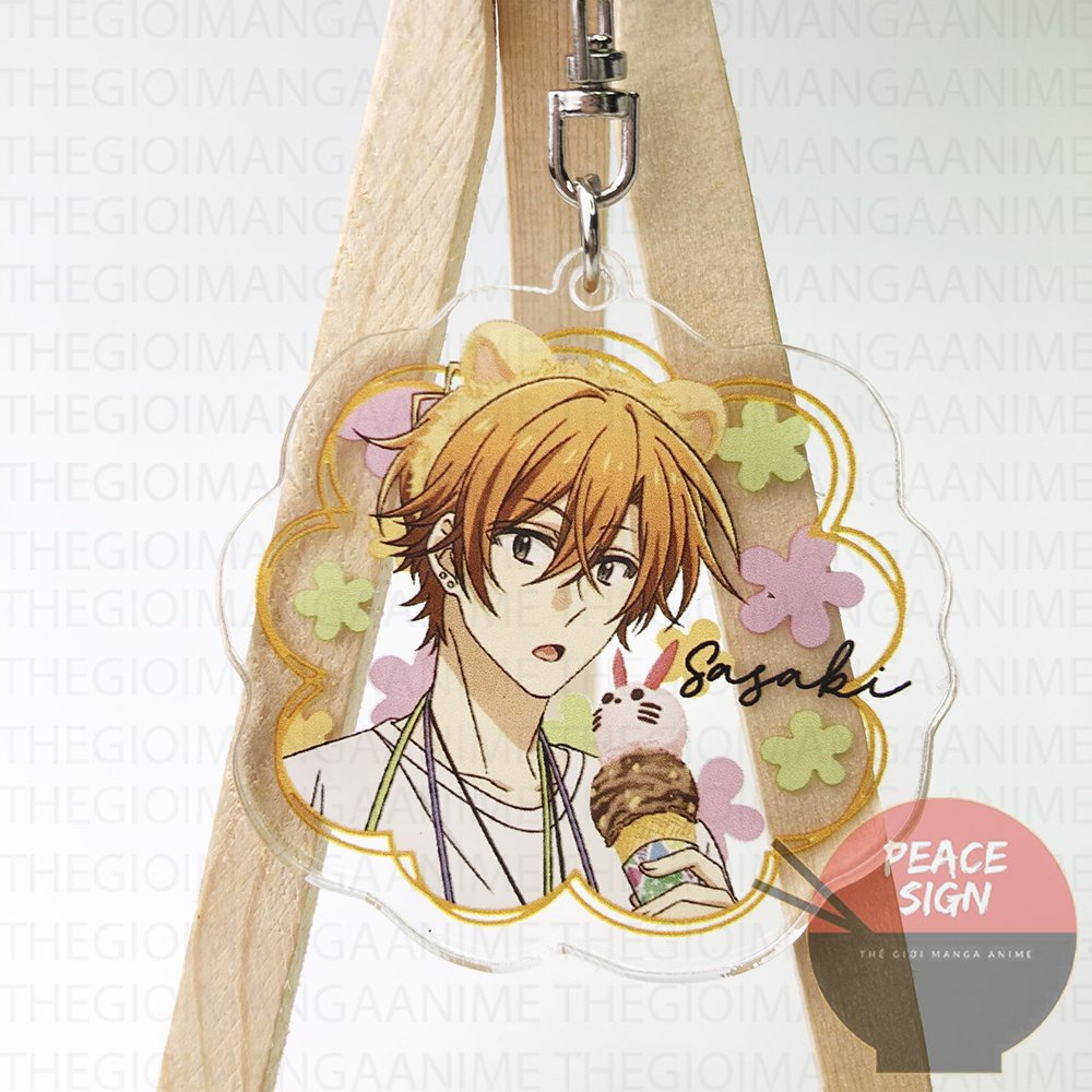 ( Mica trong acrylic ) Móc khóa anime Sasaki và Miyano ver đồ ăn chibi anime