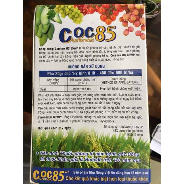 --- Thuốc trừ nấm bệnh COC 85 cho cây-đặc trị đen thân hoa hồng, sương tren cây cảnh chất, giá rẻ.