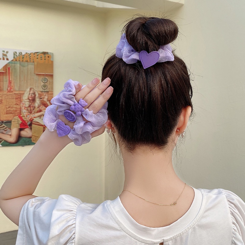 Dây Buộc Tóc Cao Su Co Giãn In Họa Tiết Gấu Xinh Xắn Thời Trang Hàn Quốc Cho Nữ