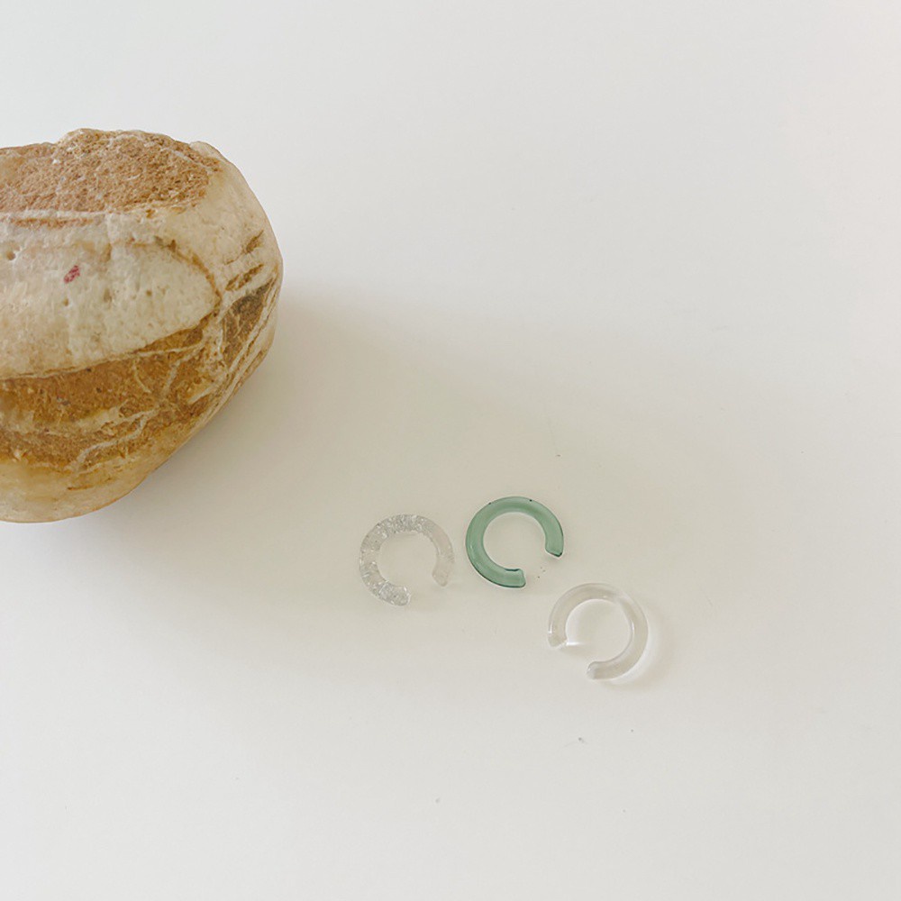 Bộ 3 Khuyên Tai Kẹp Vành Tai Bằng Nhựa Resin Trong Suốt Màu Kẹo Phong Cách Harajuku Thời Trang Cho Nữ