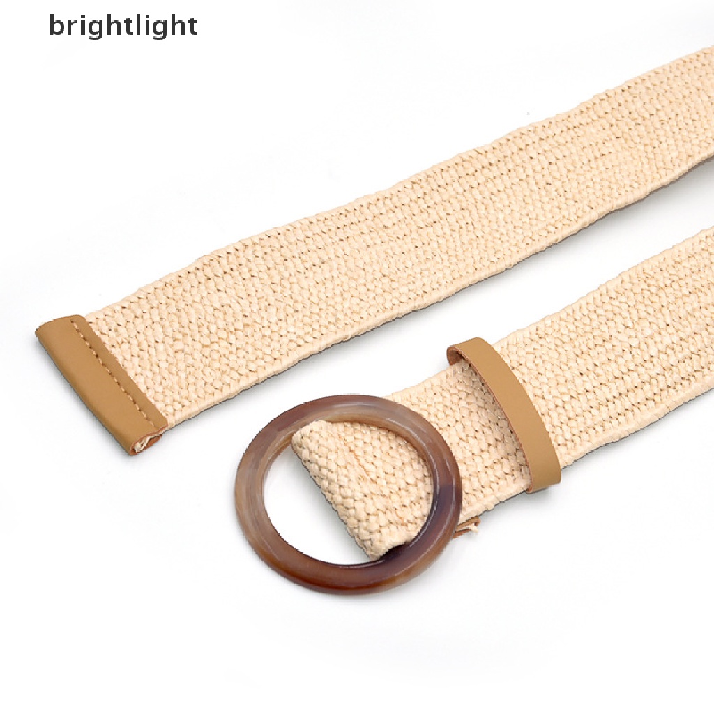 Thắt Lưng Đan Rơm Khóa Gỗ Tròn Kiểu Cổ Điển Thời Trang Mùa Hè