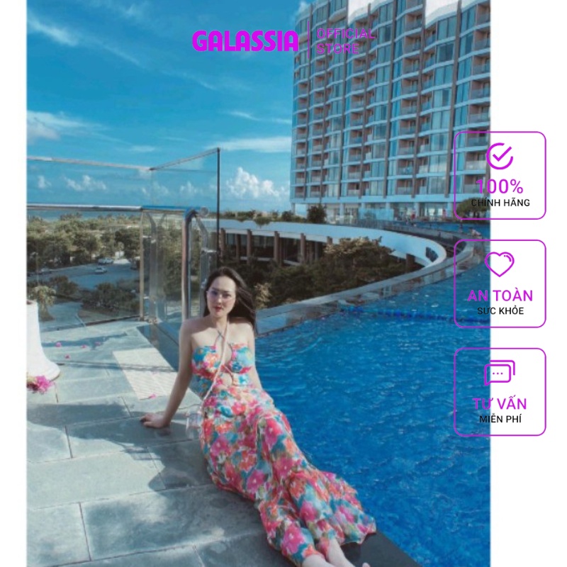 Bikini 1 mảnh đồ bơi nữ liền thân  kín đáo hoa nhí chân váy bồng bềnh đi du lịch GALASSIA