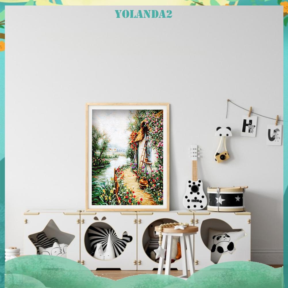 Tranh thêu chữ thập hình ngôi nhà 3 sợi cotton 11CT