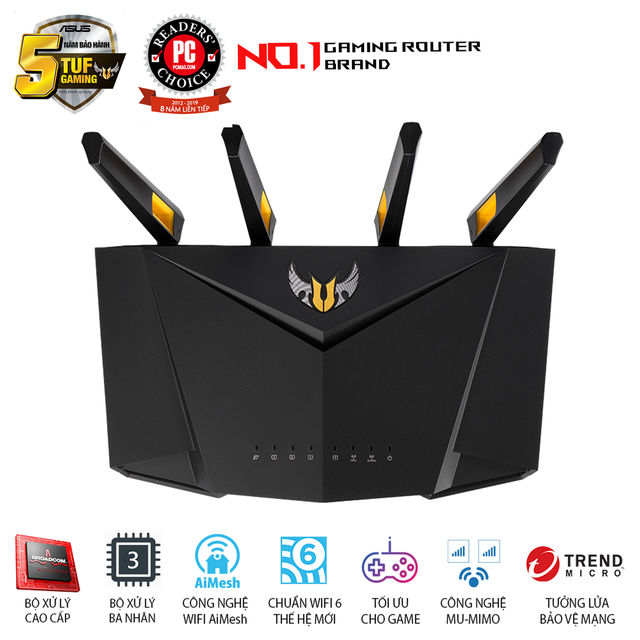 Router Wifi 6 ASUS TUF Gaming AX3000 Băng Tần Kép TUF-AX3000 - Hàng Chính Hãng