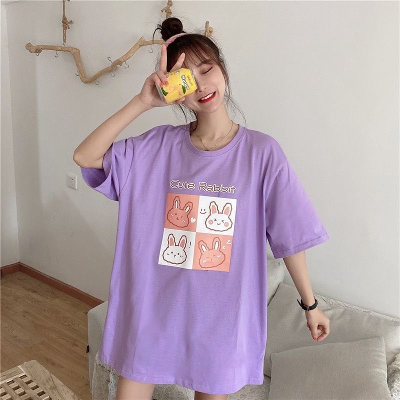 Áo thun tay lỡ unisex thỏ cute rabbit