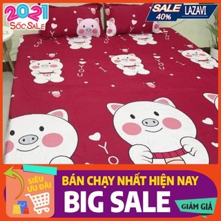 Sale lỗ vốn ga trải giường poly mềm mịn-heo đỏ
