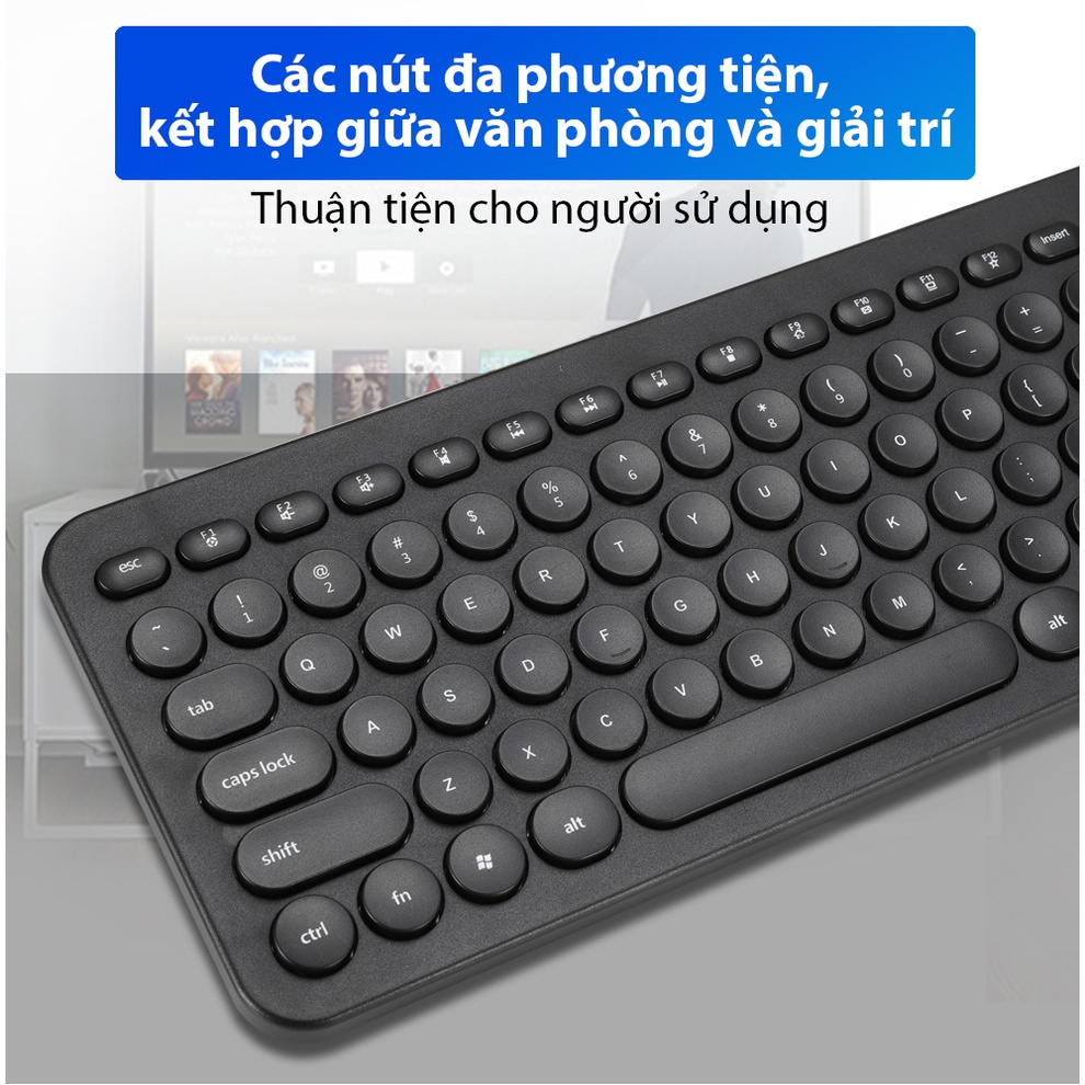 Bộ bàn phím máy tính Coputa chuột bàn phím không dây phím tròn màu dễ thương KM520