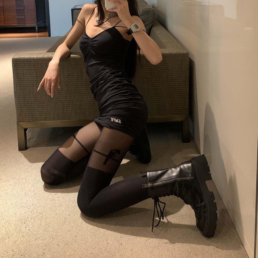 Quần Tất Hai Dây Bằng Nylon Phong Cách Đường Phố Đơn Giản Cá Tính VANES1 Dành Cho Nữ