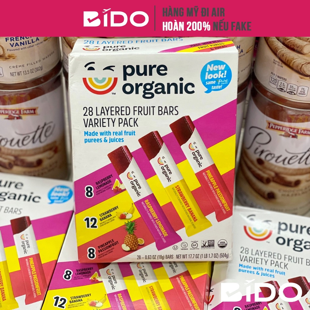 Bánh trái cây nguyên chất Pure Organic Layered Fruit Bars - 28 thanh (có bill Costco) - Tiêu dùng Mỹ