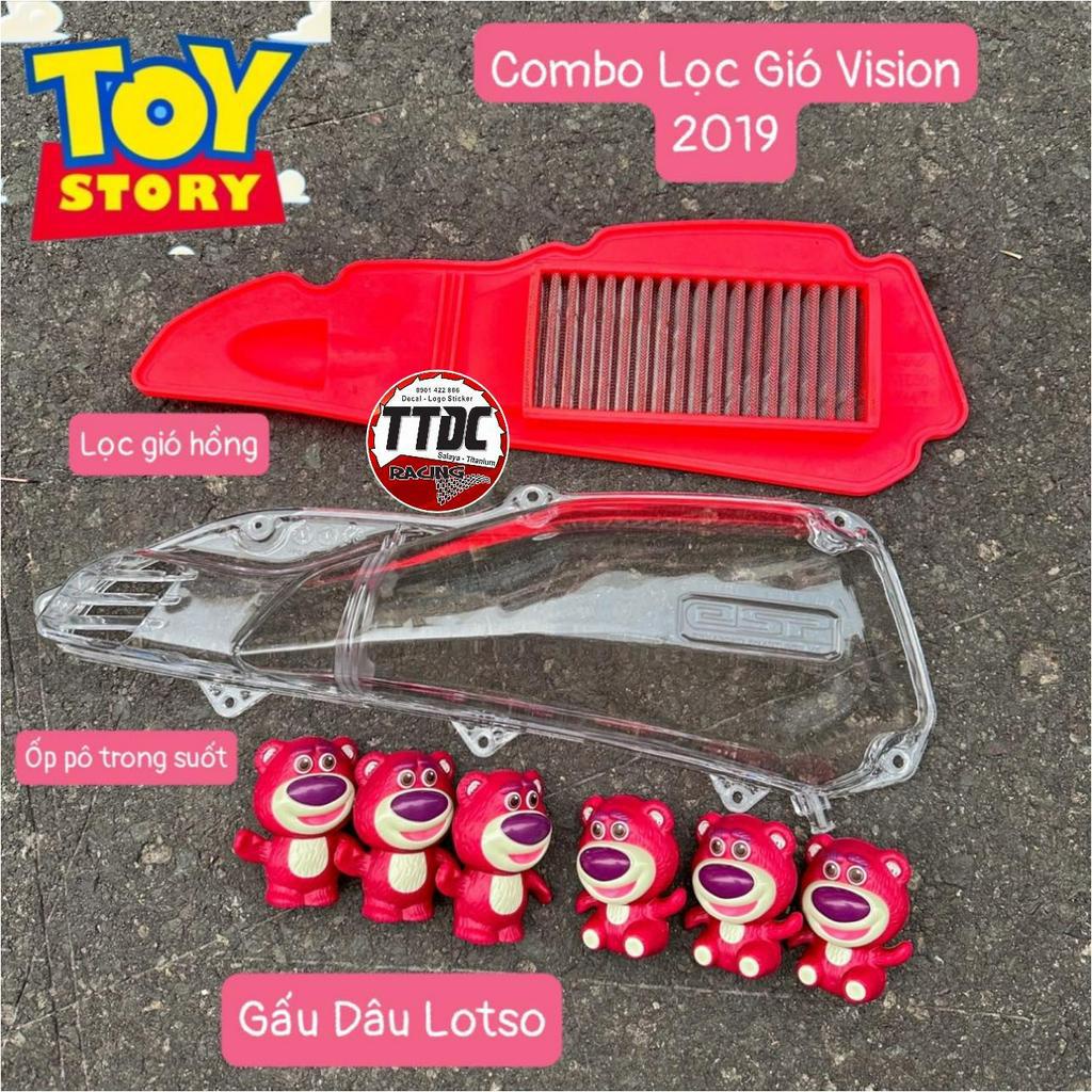 [Tặng thêm 3 Gấu Dâu]Combo Ốp Pô e Lọc gió Vision 2016/2020 tặng thêm gấu dâu lotso