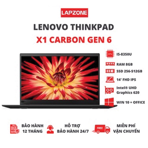 LAPTOP LENOVO THINKPAD X1 CACBON GEN 6, Ram 8GB, Core i5-8550U, 14.1 inch FHD Giá Rẻ Uy Tín Bảo Hành Tới 12 Tháng