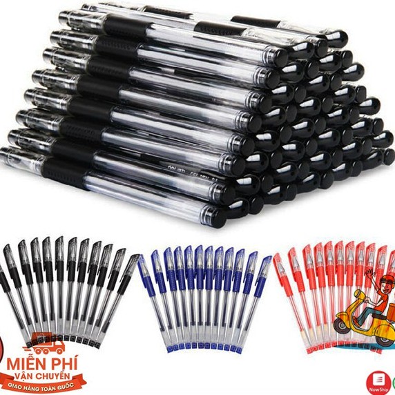 Bút Mực Nước, Viết Bi Nước 3 Màu Xanh, Đỏ, Đen  Văn Phòng 0.5mm Mực Đều, Nét Chữ Đẹp