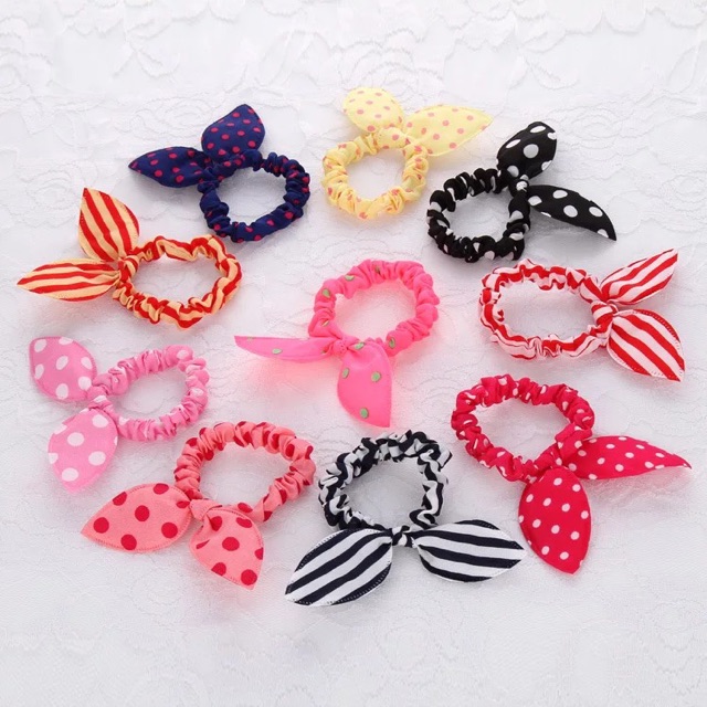 Cột tóc Scrunchie tai thỏ xinh đủ màu lựa chọn