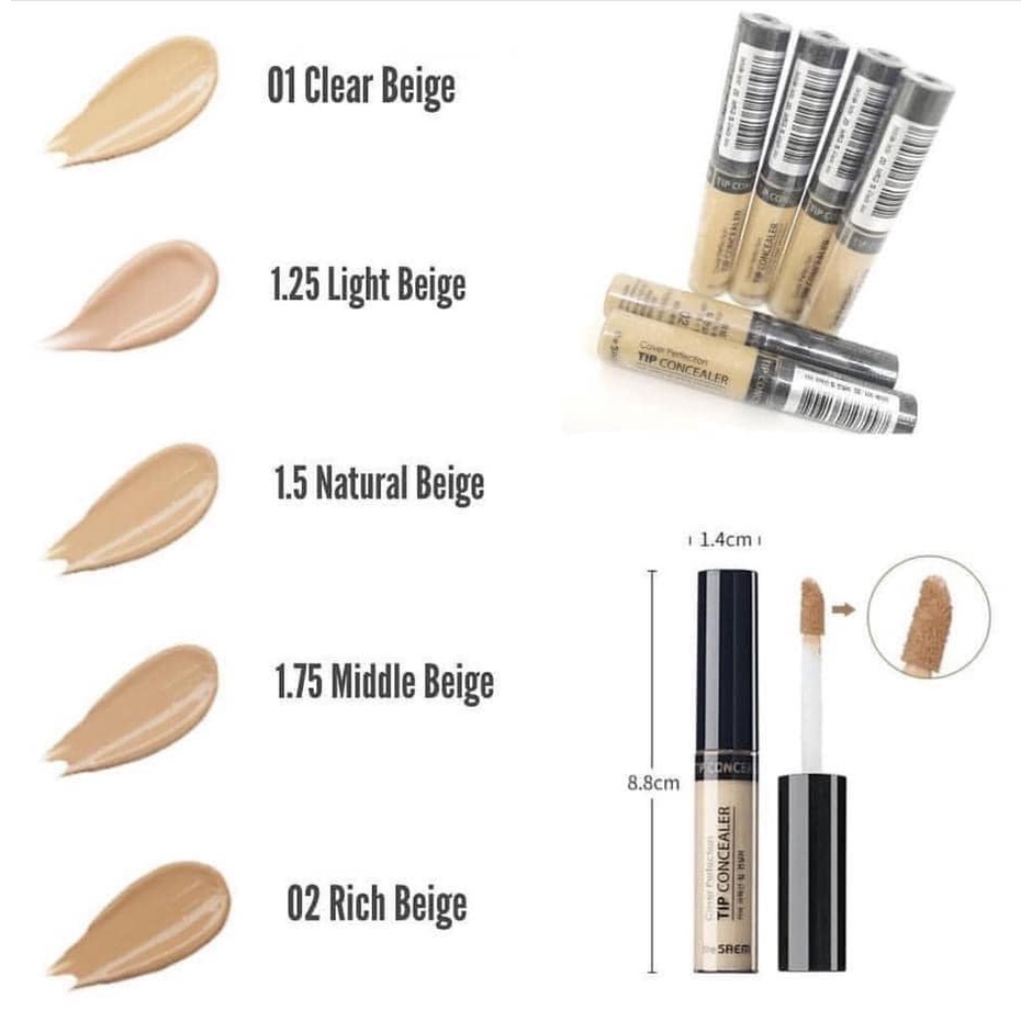 [Chính Hãng] Kem Che Khuyết Điểm The Saem - Kem Che Khuyết Điểm The Seam Cover Perfection Tip Concealer SPF28 PA++ 6.5g