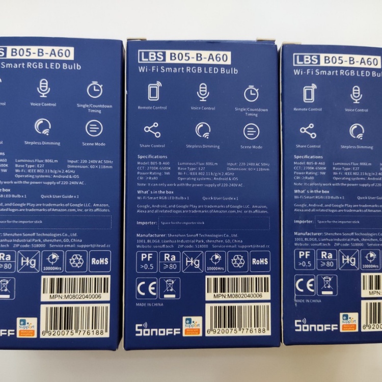 Bóng Đèn LED Thông Minh Sonoff Wi-Fi B05-B-A60 9W E27 RGB