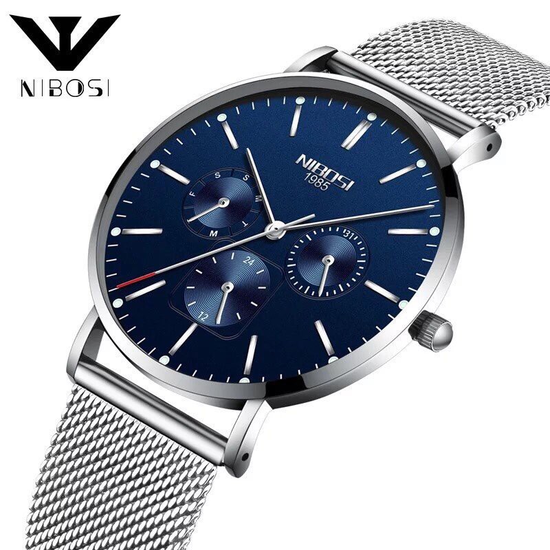 Đồng Hồ Nam Nibosi 2321 Chính Hãng Chạy 6 Kim Fullbox Dây Lưới Thép | BigBuy360 - bigbuy360.vn