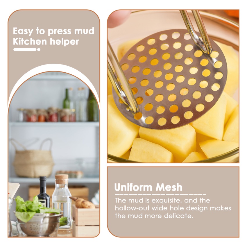 Dụng Cụ Nghiền Tỏi / Khoai Tây Bằng Thép Không Gỉ 304 1.100% Mới Và Chất Lượng Cao2.Khoai tây Nghiền sáng tạo này cho bạn làm