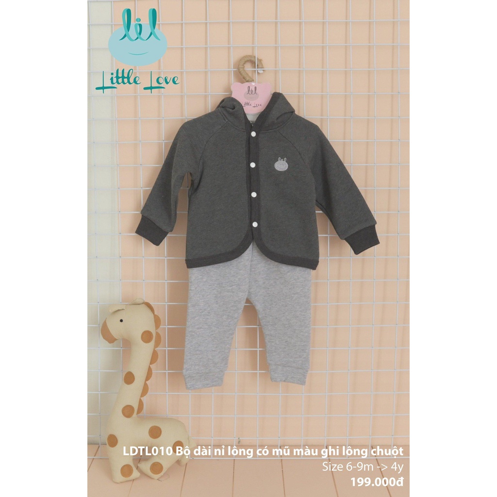 Bộ nỉ Little Love nỉ lông dày dặn cho bé trai bé gái