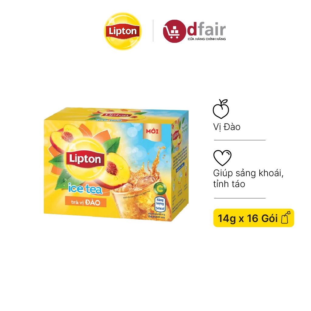 Hộp 16 Gói Trà Hòa Tan Lipton Ice Tea Đào 14g/gói