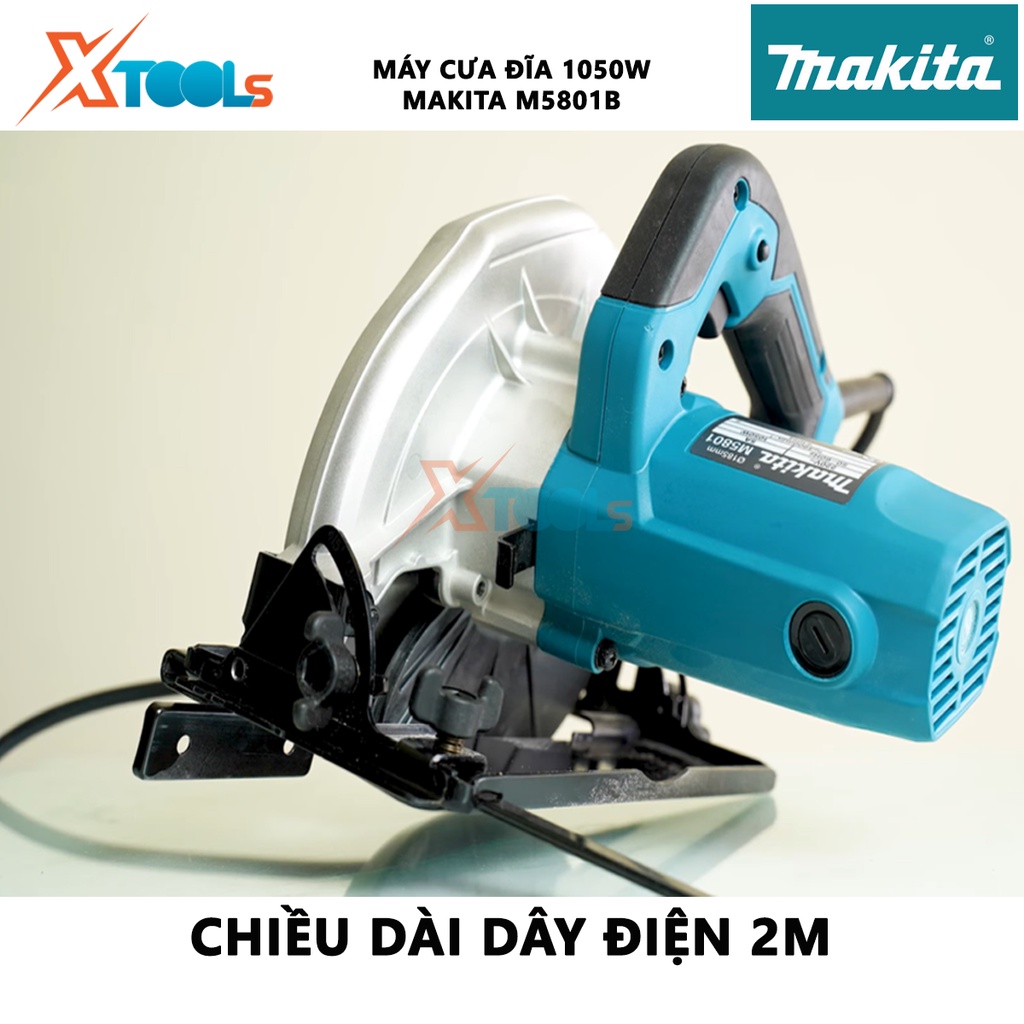 Máy cưa đĩa MAKITA M5801B | máy cưa đĩa tròn công suất 1.050W đường kính lưỡi 185mm dùng để cắt hoặc gia công, tạo hình