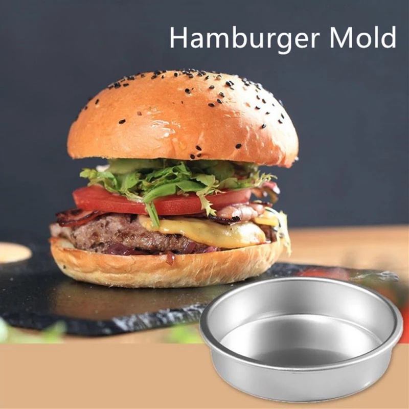 Khuôn Làm Bánh Hamburger Hình Tròn 4 Inch Bằng Hợp Kim Nhôm Chống Dính