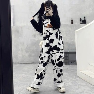 [HOT  (ảnh thật)  Quần yếm bò sữa vải bò/jeans ống suông rộng