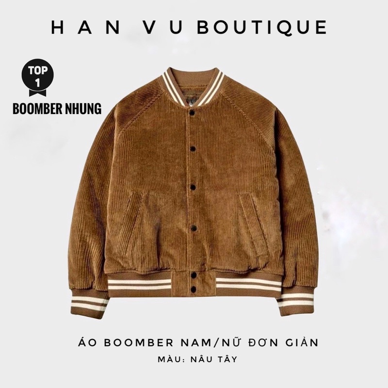 Áo Boomber nhung lót dù đơn giản nam/ nữ kèm ảnh thật tại shop