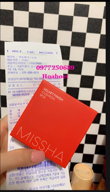 Phấn nước Missha Velvet Finish Cushion SPF50+ PA+++ kiềm dầu (Phấn misha màu đỏ) PN01