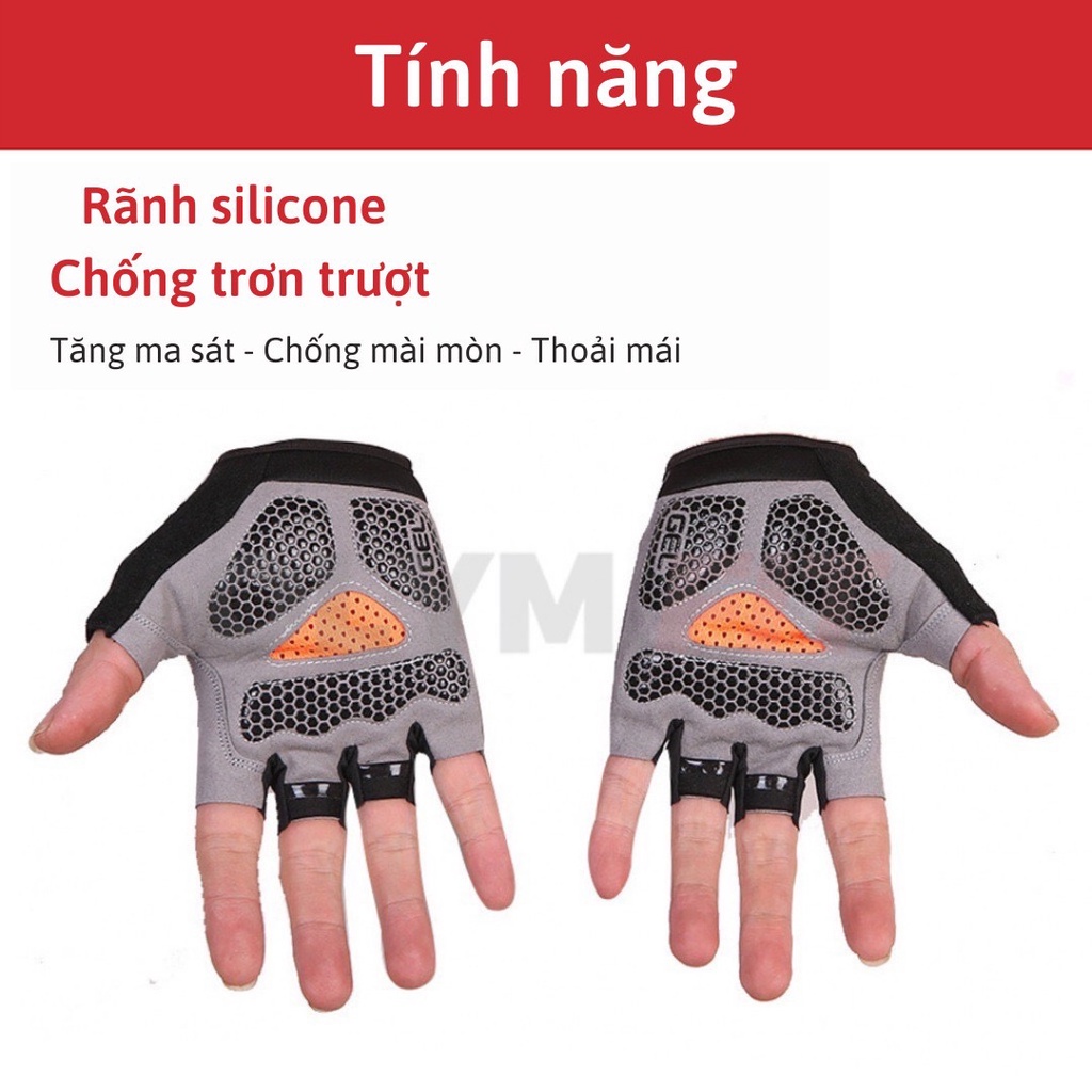 Găng tay xe máy xe đạp - Găng tay hở ngón chống trơn trượt dành cho nam nữ