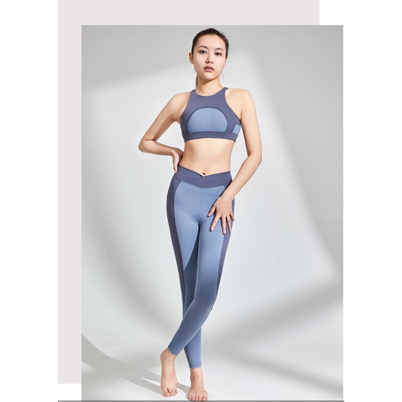 Bộ đồ tập gym yoga phối màu áo bra có mút ngực chất co giãn mịn đẹp hàng cao cấp PT184( PT Sport)