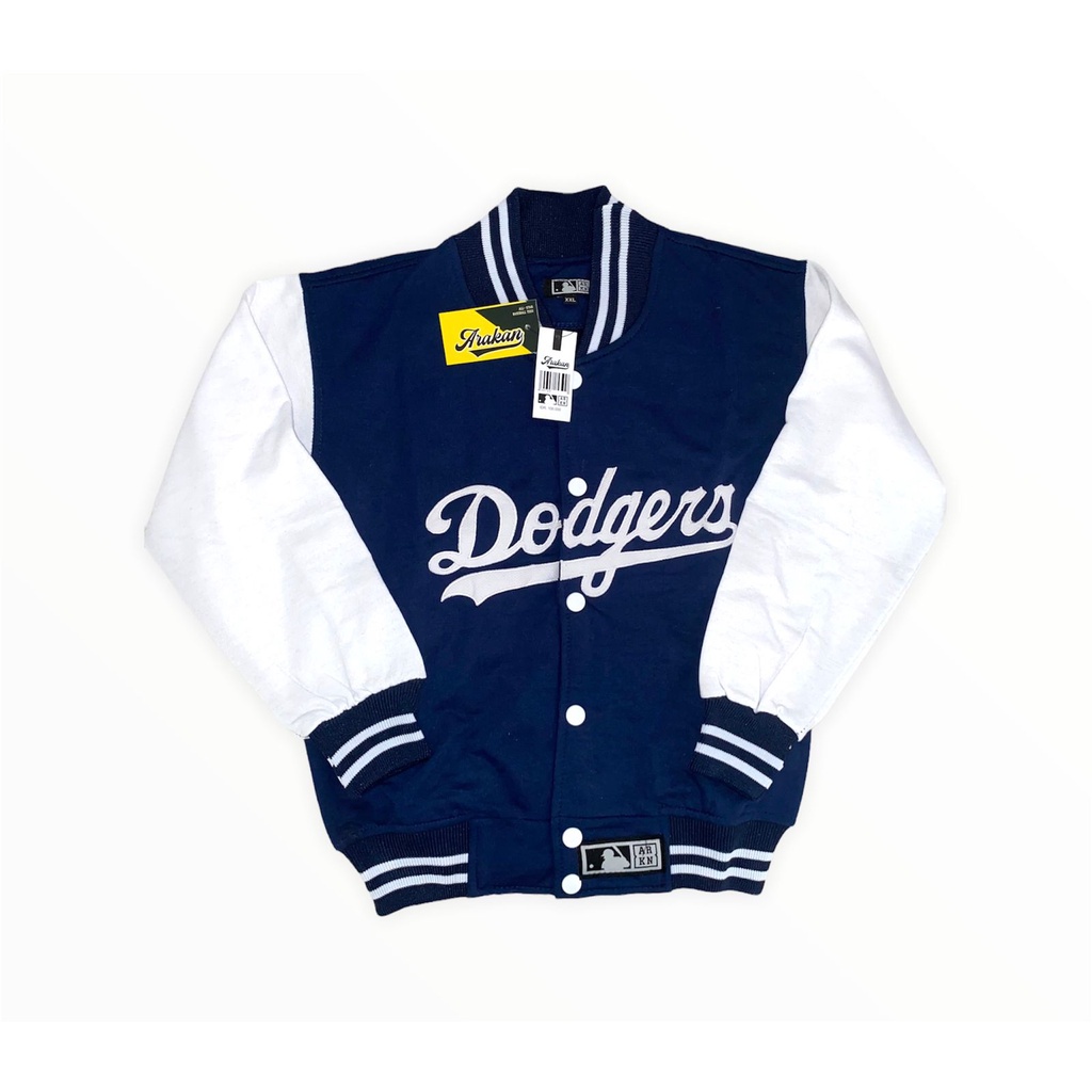 Dodgers Áo Khoác Bóng Chày Cao Cấp Màu Trắng Hải Quân Dành Cho Trẻ Em / Áo Khoác varsity