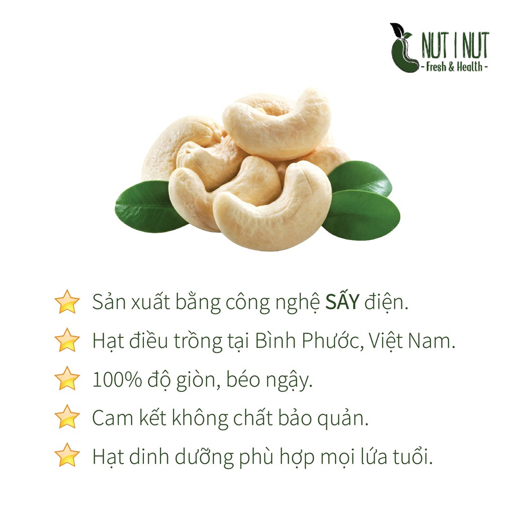 Hạt điều NUT I NUT nguyên hạt sấy tự nhiên hũ 425.3 gram