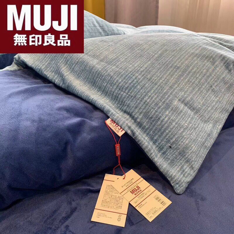 [CHÍNH HÃNG] &quot;BÁN LỖ XIN 5 SAO&quot; - Chăn ga gối nỉ Muji nhập khẩu Nhật cao câp - 4 món