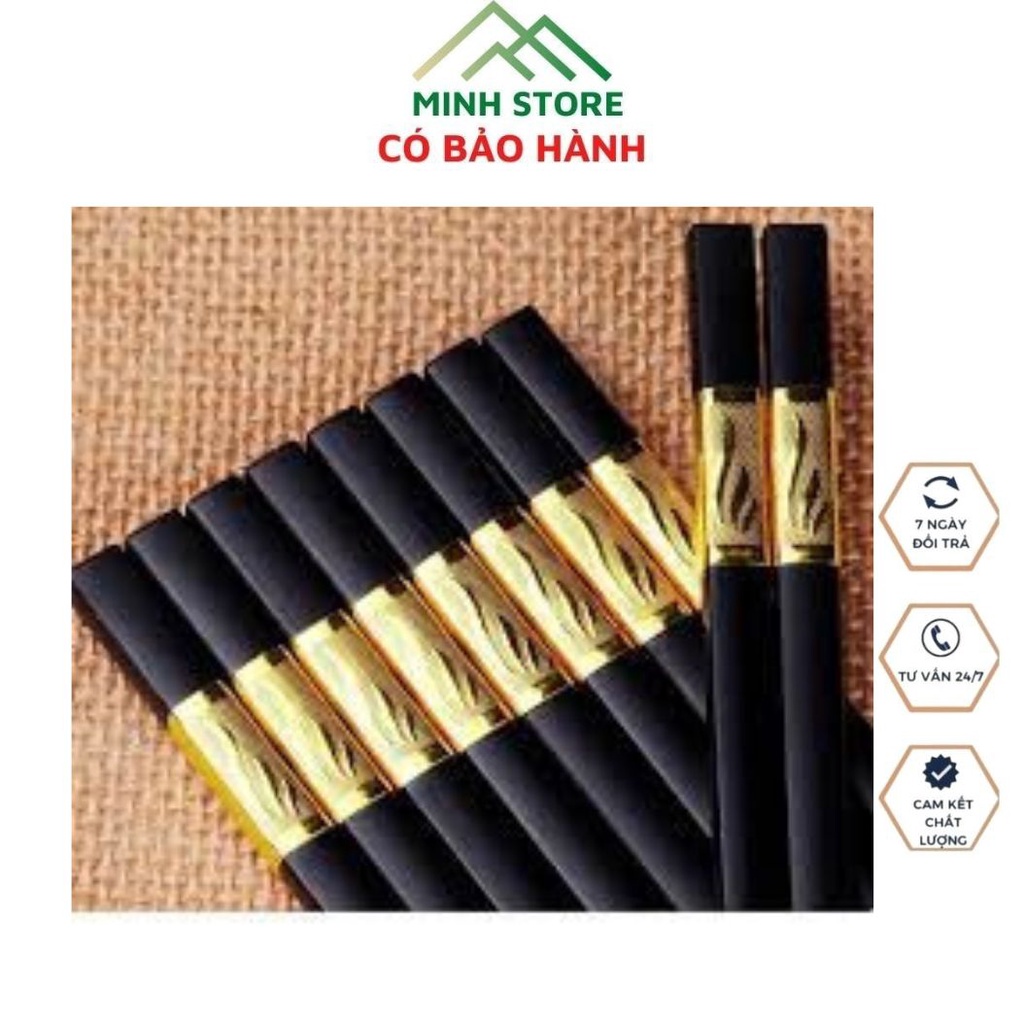Bộ 10 Đôi Đũa Mạ Vàng Đũa Mạ Vàng Xuất Nhật, Hàn Quốc Cao Cấp, Chống Trơn Trượt