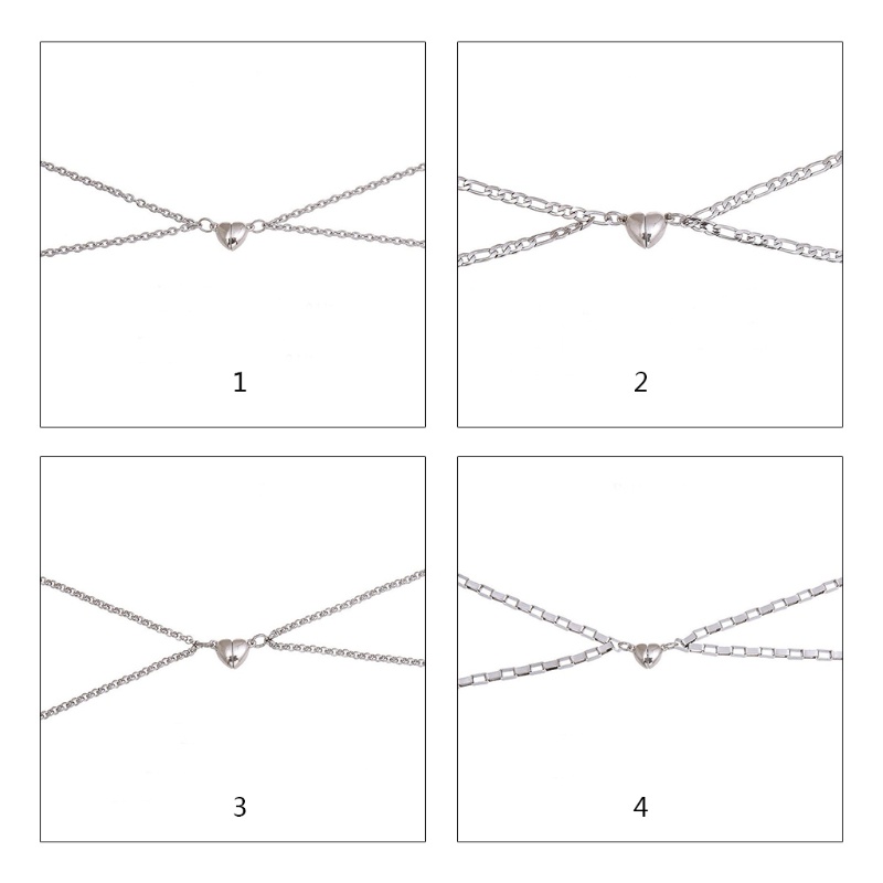 Flgo Dây Chuyền Một Cặp Mặt Hình Trái Tim Từ Tính Phong Cách Retro Đơn Giản Cho Cặp Đôi