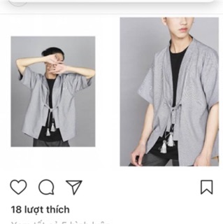 Áo khoác kimono tua rua đen